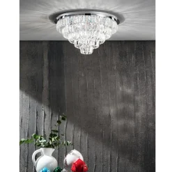 Viadurini Lighting Klassische Deckenleuchten-Klassische Deckenleuchte aus silbernem Metall und Kristallanhängern - Jerome