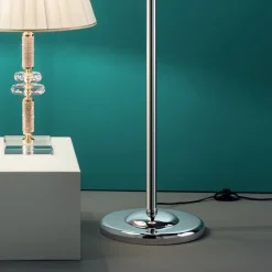 Viadurini Lighting Klassische Stehlampen-Klassische Design-Stehlampe in Chrom, Kristall und brillantem Metall - Similo