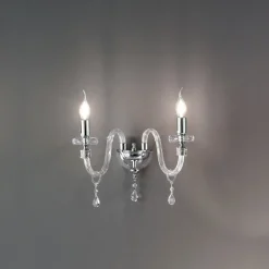 Viadurini Lighting Klassische Wandleuchten-Klassische Design-Wandlampe mit 2 Lichtern aus handbearbeitetem Chromglas - Similo
