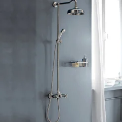 Viadurini Taps Duschsäulen-Klassische Duplex-Duschgruppe aus Messing mit Duschkopf in 3 Größen - Ercolina