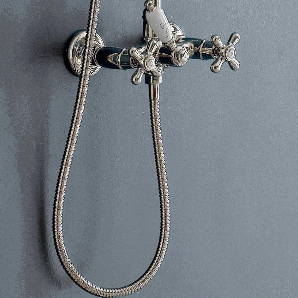 Viadurini Taps Duschsäulen-Klassische Duplex-Duschgruppe aus Messing mit Duschkopf in 3 Größen - Ercolina