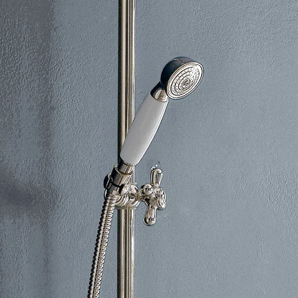 Viadurini Taps Duschsäulen-Klassische Duplex-Duschgruppe aus Messing mit Duschkopf in 3 Größen - Ercolina