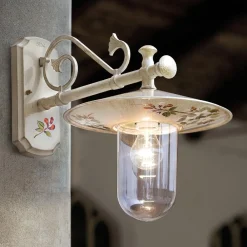 Ferroluce Garten-Wandlampen-Klassische handbemalte und dekorierte Außenwandleuchte aus Aluminium - Genua