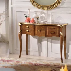 Viadurini Classic Konsolentisch Flur-Klassische Holzkonsole 3 oder 5 Luxusschubladen Made in Italy - London