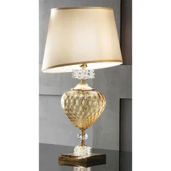 Viadurini Lighting Klassische Tischlampen-Klassische italienische Tischlampe und Lampenschirm aus Glas - Saline