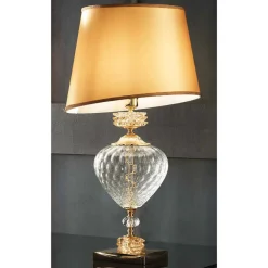 Viadurini Lighting Klassische Tischlampen-Klassische italienische Tischlampe und Lampenschirm aus Glas - Saline