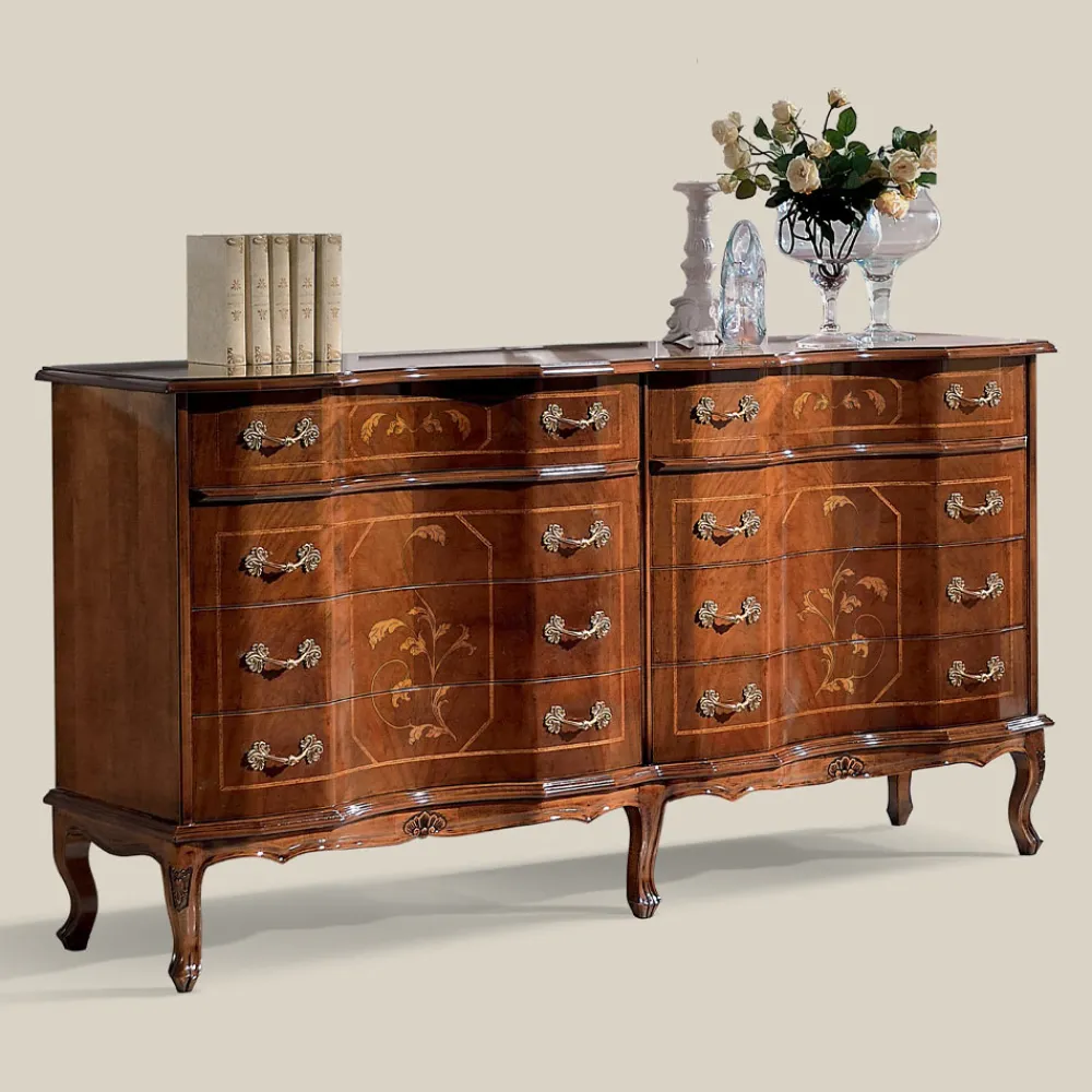 Viadurini Classic Kommoden-Klassische Kommode mit 8 Schubladen aus Bassano Nussbaumholz Made in Italy - Luxus