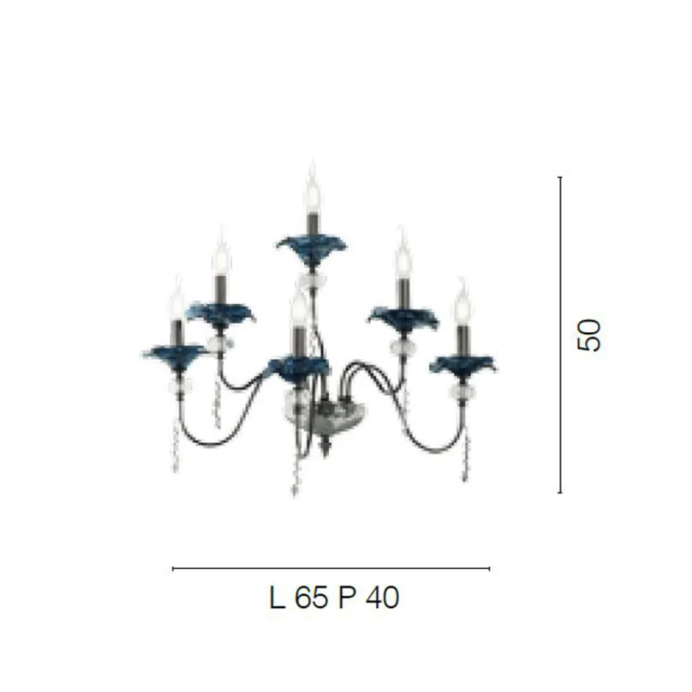 Viadurini Lighting Klassische Kronleuchter-Klassische 6-Licht-Wandlampe aus Glas, Kristall und Luxusmetall - Flandern