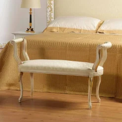 Viadurini Living Sitzsäcke|Sitzsäcke-klassische Schlafzimmer Sitzbank in crème antique patinée
