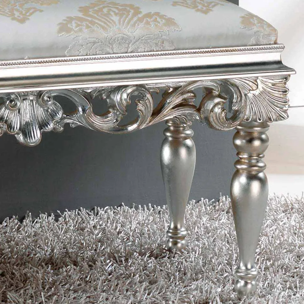 Viadurini Living Sitzsäcke|Sitzsäcke-klassische Sitzbank im Neobarock Stil in altsilber