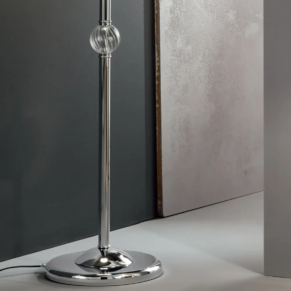 Viadurini Lighting Klassische Stehlampen-Klassische Stehlampe aus handgefertigtem Rigaton-Glas und verchromtem Metall - Fievole