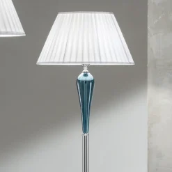 Viadurini Lighting Klassische Stehlampen-Klassische Stehlampe aus Metall und Glas mit Lampenschirm aus Stoff - Oliver