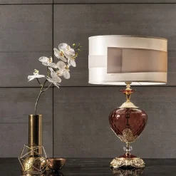 Viadurini Lighting Klassische Tischlampen-Klassische Tischlampe aus italienischem handgefertigtem Glas und Kristallen - Magrena