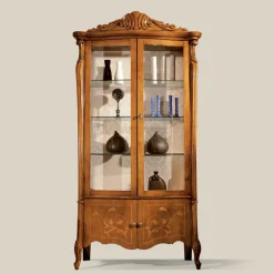 Viadurini Classic Vitrinen-Klassische Vitrine aus eingelegtem Nussbaumholz 4 Türen Made in Italy - Commodo