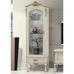 Viadurini Classic Vitrinen-Klassische Vitrine mit Tür und weißer Holzschublade Made in Italy - Cheverny