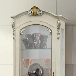 Viadurini Classic Vitrinen-Klassische Vitrine mit Tür und weißer Holzschublade Made in Italy - Cheverny