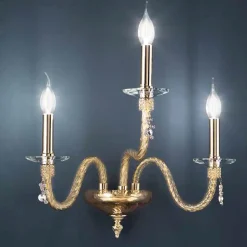 Viadurini Lighting Klassische Wandleuchten-Klassische Wandlampe 3 Lichter aus mundgeblasenem Glas und handgefertigten Details - Phaedra