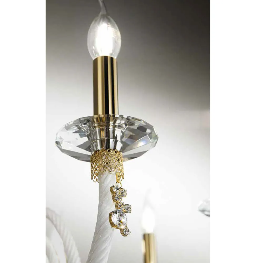 Viadurini Lighting Klassische Wandleuchten-Klassische Wandlampe 3 Lichter aus mundgeblasenem Glas und handgefertigten Details - Phaedra