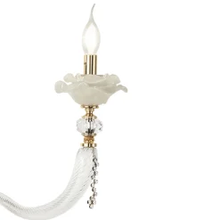 Viadurini Lighting Klassische Wandleuchten-Klassische Wandlampe 2 Lichter mundgeblasenes Glas und florale Details - Bluminda
