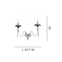 Viadurini Lighting Klassische Wandleuchten-Klassische Wandlampe 2 Lichter mundgeblasenes Glas und florale Details - Bluminda