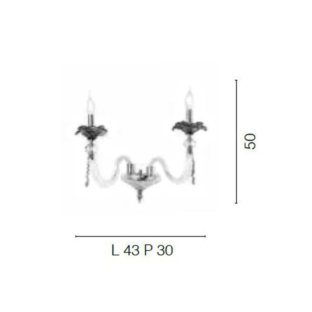 Viadurini Lighting Klassische Wandleuchten-Klassische Wandlampe 2 Lichter mundgeblasenes Glas und florale Details - Bluminda