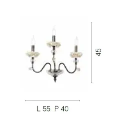 Viadurini Lighting Klassische Wandleuchten-Klassische Wandlampe 3 Lichter aus Porzellan und luxuriösem mundgeblasenem Glas - Eteria