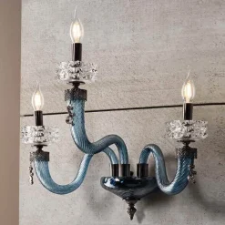 Viadurini Lighting Klassische Wandleuchten-Klassische Wandlampe 3 Lichter Handgefertigtes Luxusglas Made in Italy - Saline