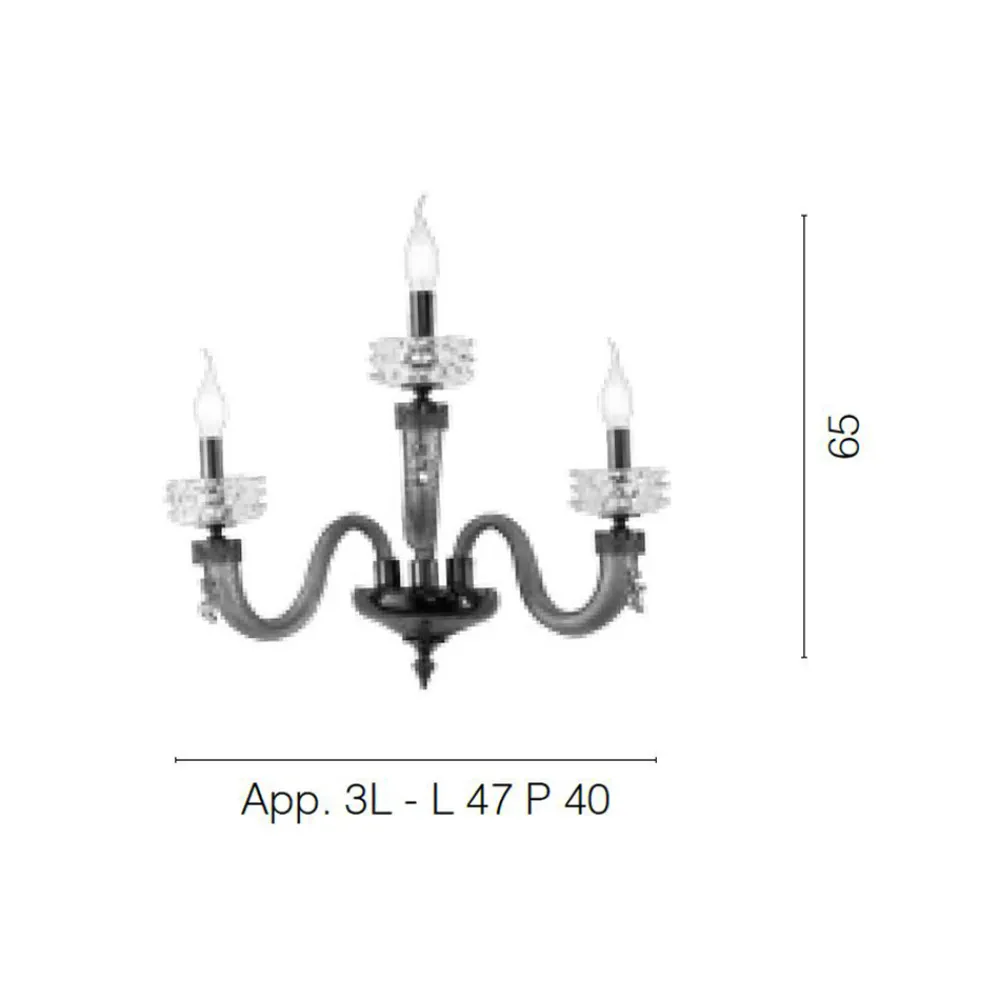 Viadurini Lighting Klassische Wandleuchten-Klassische Wandlampe 3 Lichter Handgefertigtes Luxusglas Made in Italy - Saline