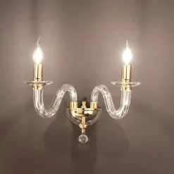 Viadurini Lighting Klassische Wandleuchten-Klassische Wandlampe 2 Lichter Italienisches handgefertigtes Glas und Metall - Rapallo
