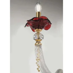 Viadurini Lighting Klassische Wandleuchten-Klassische Wandlampe 3 Lichter mundgeblasenes Glas und florale Details - Bluminda
