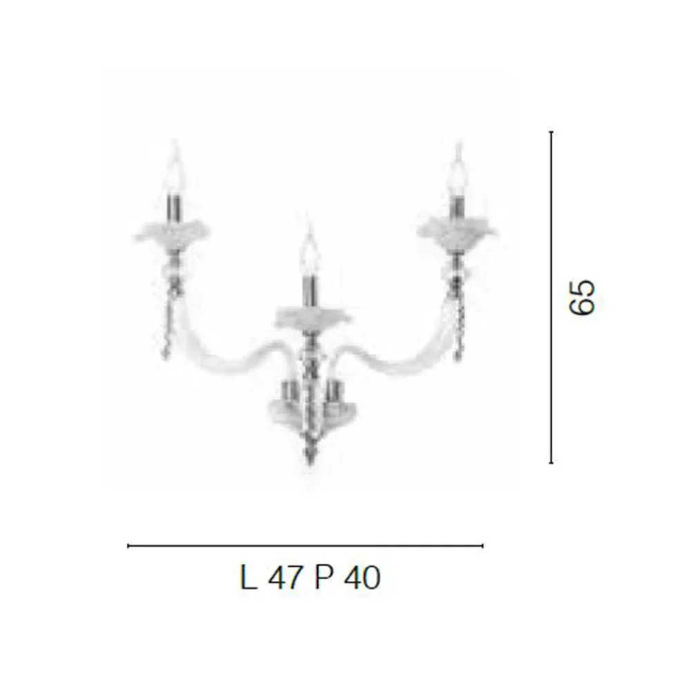 Viadurini Lighting Klassische Wandleuchten-Klassische Wandlampe 3 Lichter mundgeblasenes Glas und florale Details - Bluminda