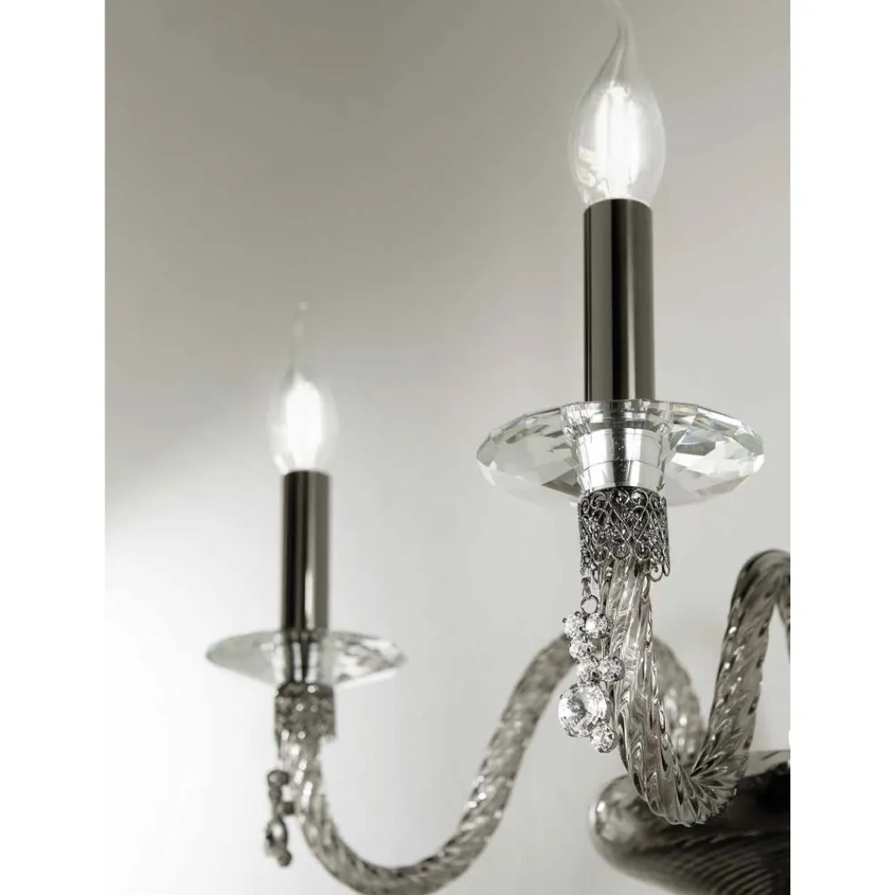 Viadurini Lighting Klassische Wandleuchten-Klassische Wandlampe 2 Lichter aus mundgeblasenem Glas und handgefertigten Details - Phaedra