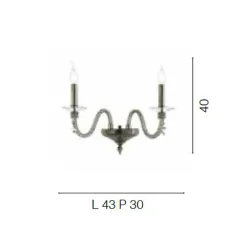 Viadurini Lighting Klassische Wandleuchten-Klassische Wandlampe 2 Lichter aus mundgeblasenem Glas und handgefertigten Details - Phaedra