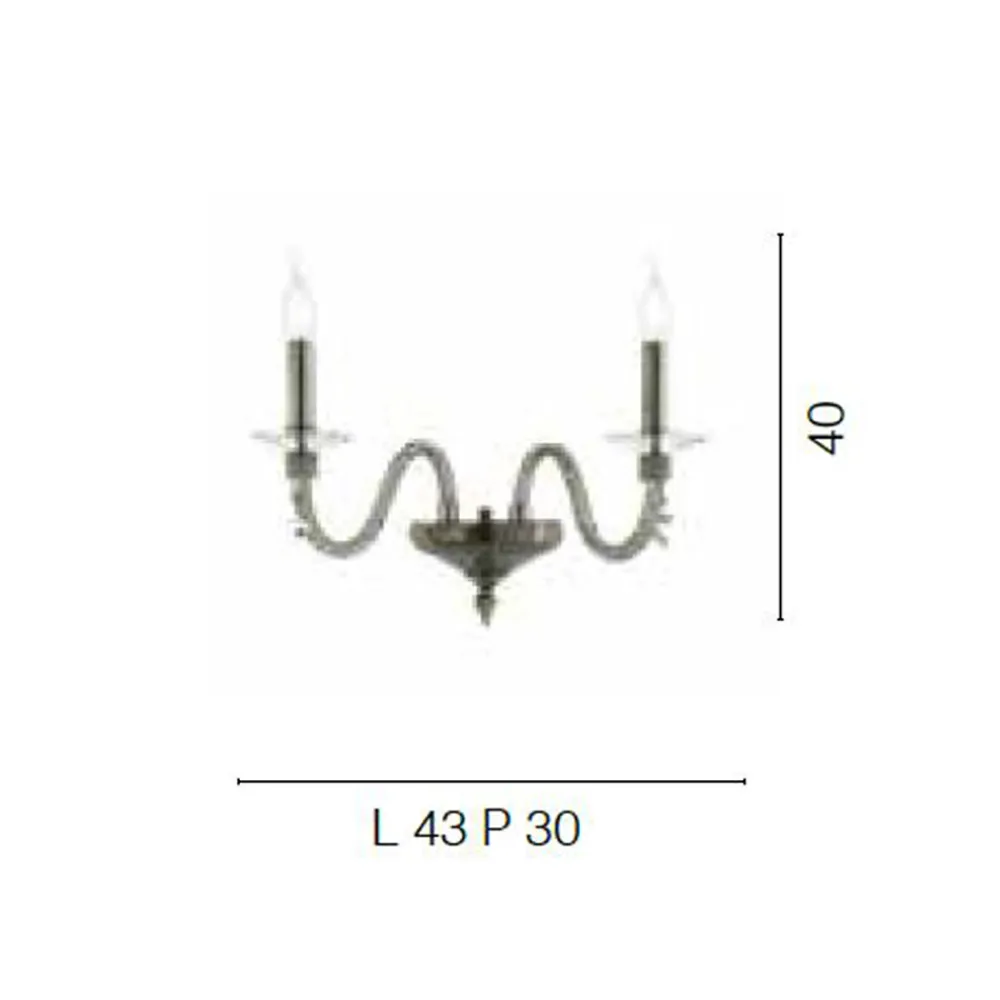 Viadurini Lighting Klassische Wandleuchten-Klassische Wandlampe 2 Lichter aus mundgeblasenem Glas und handgefertigten Details - Phaedra