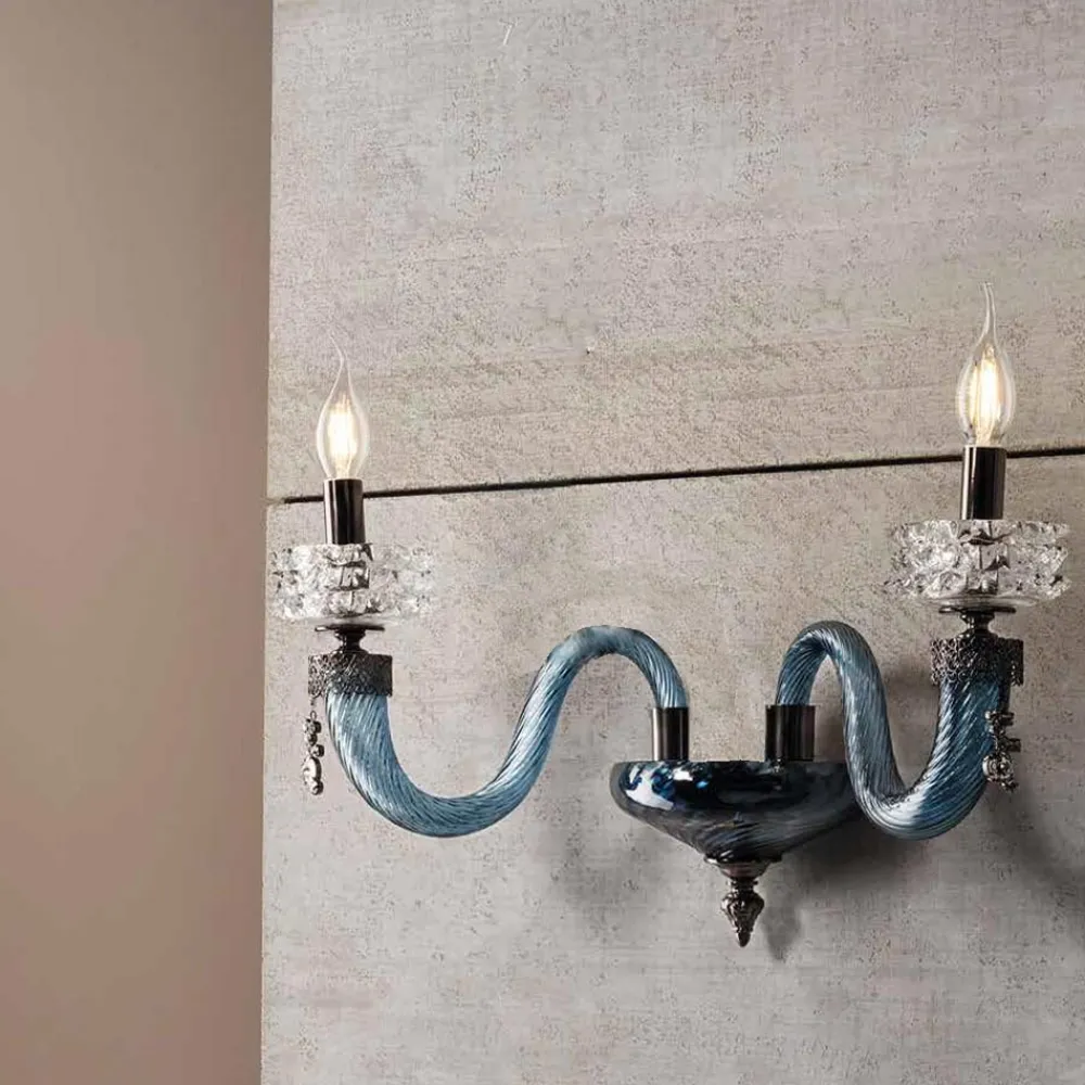 Viadurini Lighting Klassische Wandleuchten-Klassische Wandlampe 2 Lichter Handgefertigtes Luxusglas Made in Italy - Saline