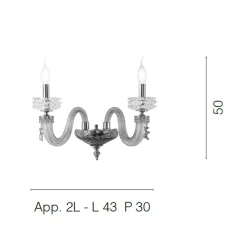 Viadurini Lighting Klassische Wandleuchten-Klassische Wandlampe 2 Lichter Handgefertigtes Luxusglas Made in Italy - Saline