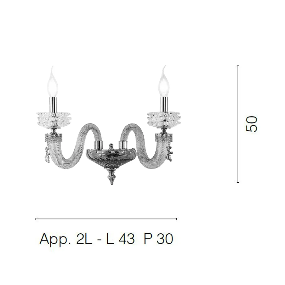Viadurini Lighting Klassische Wandleuchten-Klassische Wandlampe 2 Lichter Handgefertigtes Luxusglas Made in Italy - Saline