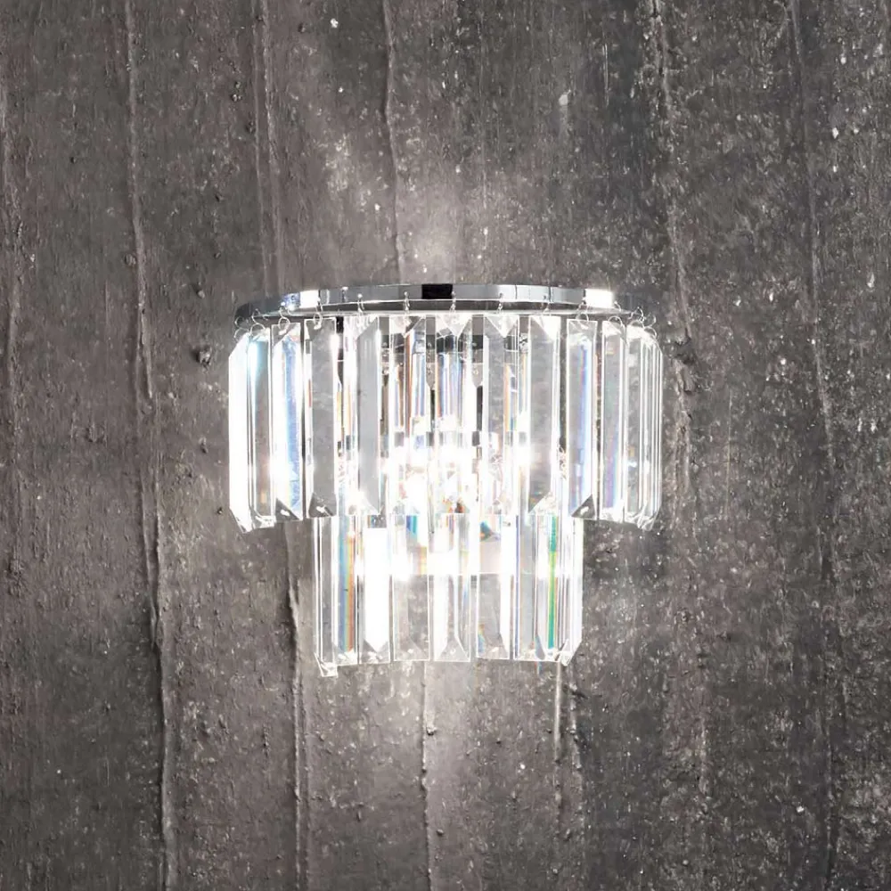 Viadurini Lighting Klassische Wandleuchten-Klassische Wandlampe aus silberfarbenem Metall mit Kristallanhängern - Jerome