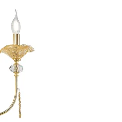 Viadurini Lighting Klassische Wandleuchten-Klassische Wandlampe mit 3 Lichtern aus Glas, Kristall und Luxusmetall - Flandern