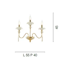 Viadurini Lighting Klassische Wandleuchten-Klassische Wandlampe mit 3 Lichtern aus Glas, Kristall und Luxusmetall - Flandern