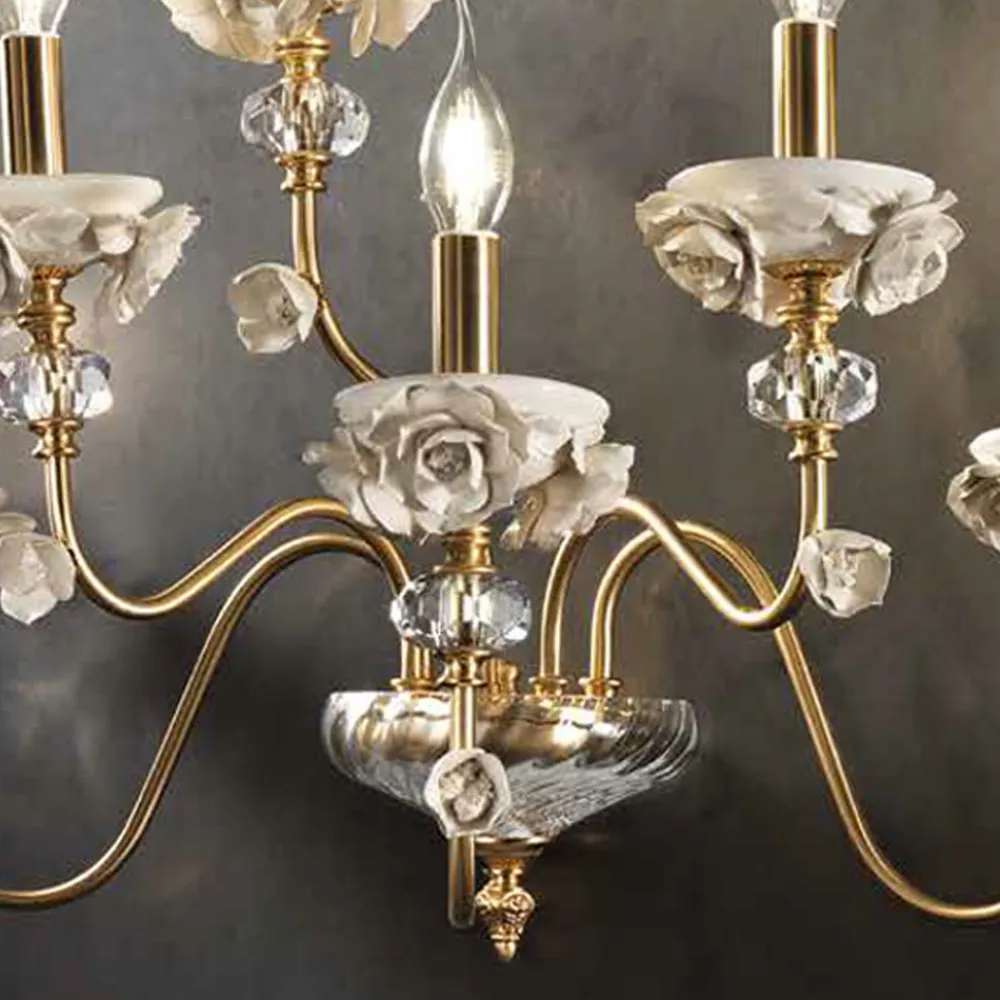 Viadurini Lighting Klassische Wandleuchten-Klassische Wandleuchte 6 Lichter aus Porzellan und luxuriösem mundgeblasenem Glas - Eteria