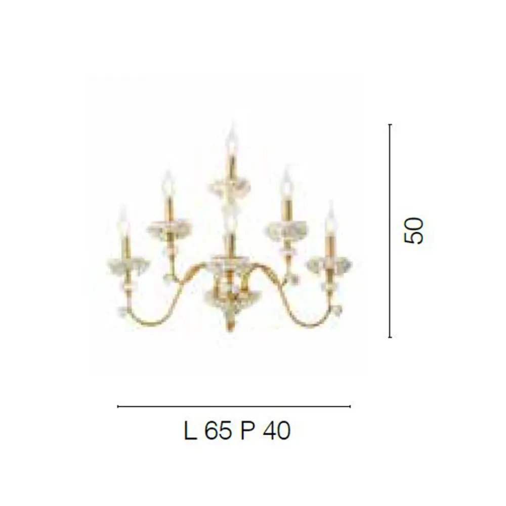 Viadurini Lighting Klassische Wandleuchten-Klassische Wandleuchte 6 Lichter aus Porzellan und luxuriösem mundgeblasenem Glas - Eteria