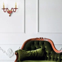 Viadurini Lighting Klassische Wandleuchten-Klassische Wandleuchte mit 2 Leuchten aus italienischem Glas und Metall Made in Italy - Oliver