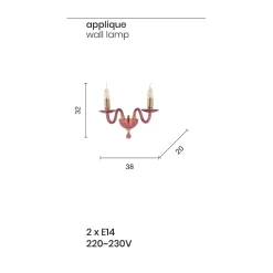 Viadurini Lighting Klassische Wandleuchten-Klassische Wandleuchte mit 2 Leuchten aus italienischem Glas und Metall Made in Italy - Oliver