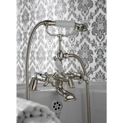 Viadurini Taps Badewannearmaturen-Klassische Wannenrandgruppe mit Handbrause aus Messing Made in Italy - Ercolina