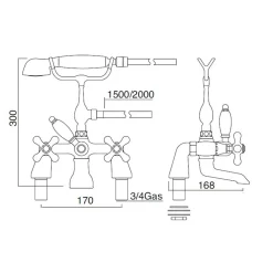 Viadurini Taps Badewannearmaturen-Klassische Wannenrandgruppe mit Handbrause aus Messing Made in Italy - Ercolina