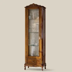 Viadurini Classic Vitrinen-Klassische Wohnzimmervitrine aus Walnussholz, 1 Tür, hergestellt in Italien – Ronald