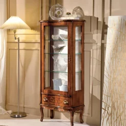 Viadurini Classic Vitrinen-Klassische Wohnzimmervitrine aus Walnussholz mit Tür Made in Italy - Versailles