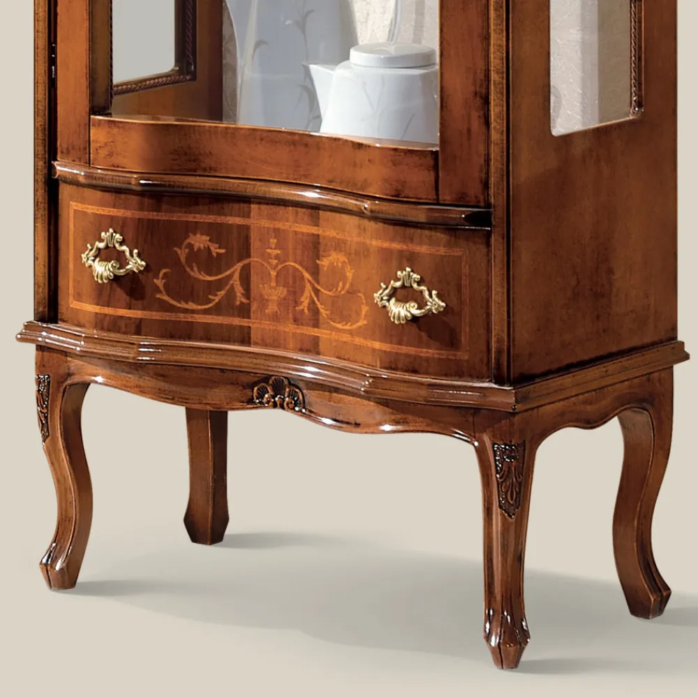 Viadurini Classic Vitrinen-Klassische Wohnzimmervitrine aus Walnussholz mit Tür Made in Italy - Versailles