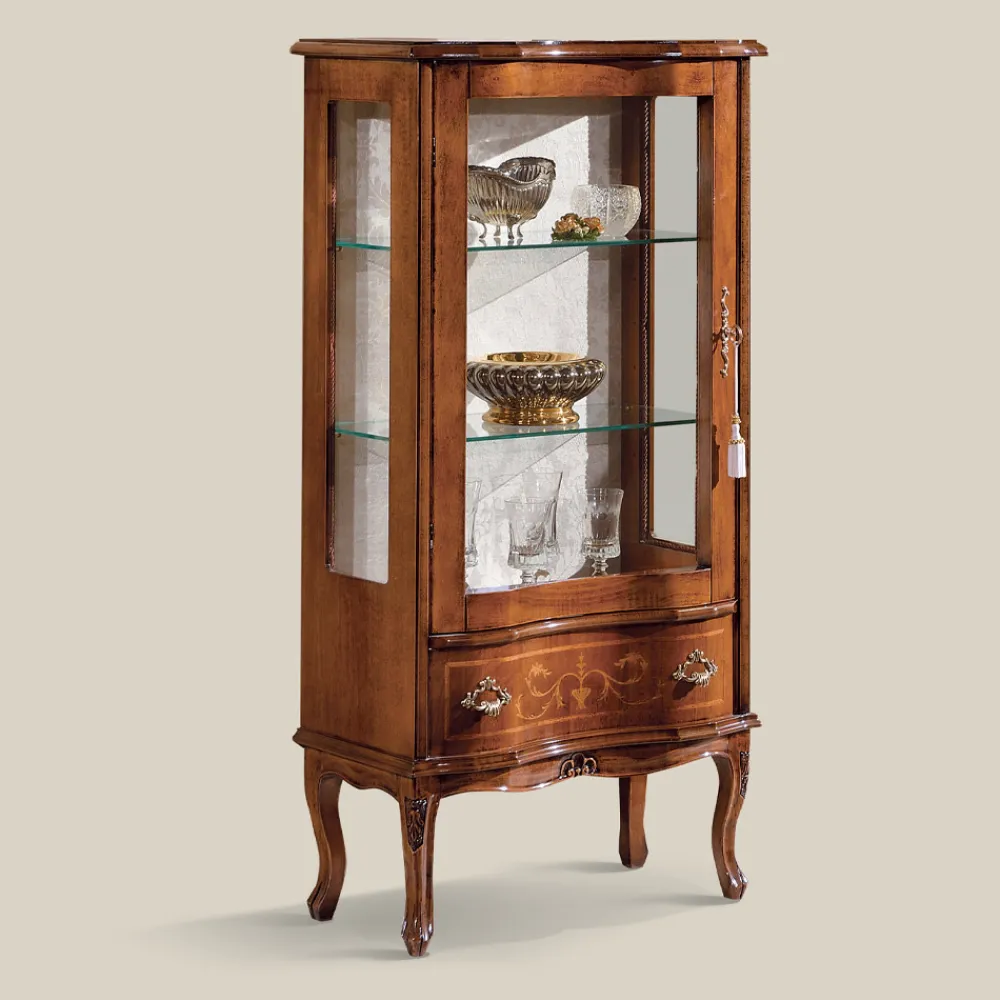 Viadurini Classic Vitrinen-Klassische Wohnzimmervitrine aus Walnussholz mit Tür Made in Italy - Versailles
